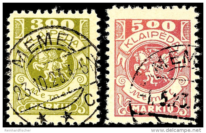 10 M. Bis 1000 M. Freimarkenausgabe "Wappenreiter", Tadellos Gestempelt (2 Kleine Werte M&auml;ngelchen), Gepr.... - Memel (Klaipeda) 1923