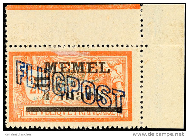 4 M Auf 2 Fr., Wertziffer 4 Verdickt, Ohne Gummierung, Vs. Anhaftungen, Mi. 100.-, Katalog: 46Ia OG4 M On 2... - Memel (Klaipeda) 1923