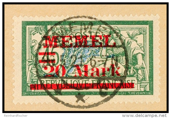 20 M Auf 45 C Tadellos Auf Briefst&uuml;ck In Type Ia, Gepr. Ing. Becker, Mi. 120.-, Katalog: 39IPFIa BS20 M On... - Memel (Klaipeda) 1923