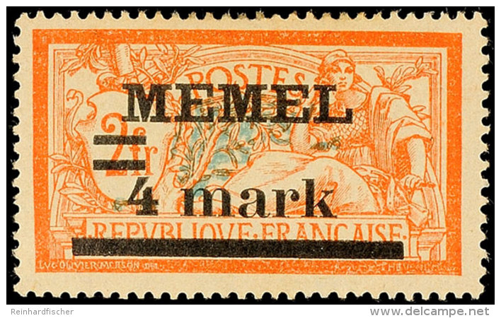 4 M Auf 2 Fr. In Angegebener Type Tadellos *, Mi. 70.-, Katalog: 31IyPFIa *4 M On 2 Fr. In Indicated Type In... - Memel (Klaipeda) 1923