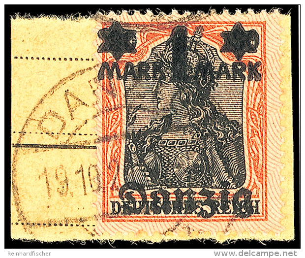 1 Mark. Auf 30 Pf. Type I Auf Postabschnitt, Gepr. Infla, Mi 90.-, Katalog: 41I PA Oo1 Mark. On 30 Pf. Type I... - Otros & Sin Clasificación