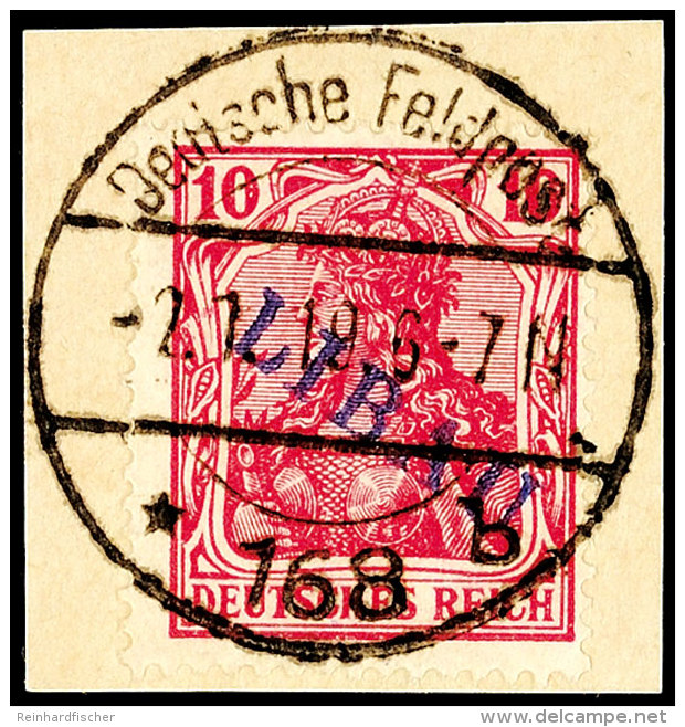 10 Pfg Germania Mit Violettblauem Aufdruck "LIBAU" In Type II, Tadellos Gestempelt Auf Briefst&uuml;ck, Fotobefund... - Otros & Sin Clasificación