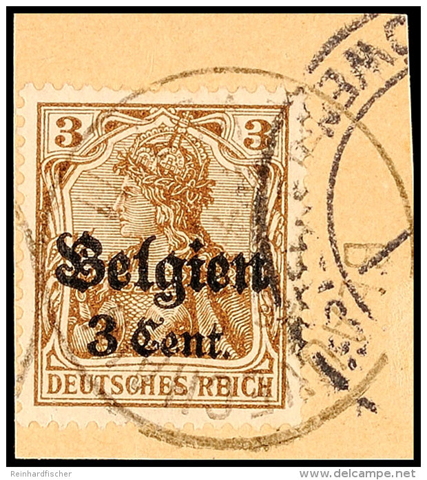 3 C A. 3 Pf Ockerbraun, Abstandstype II, Auf Briefst&uuml;ck, Tadellos, Gepr&uuml;ft Hey BPP, Katalog: 11aII... - Otros & Sin Clasificación