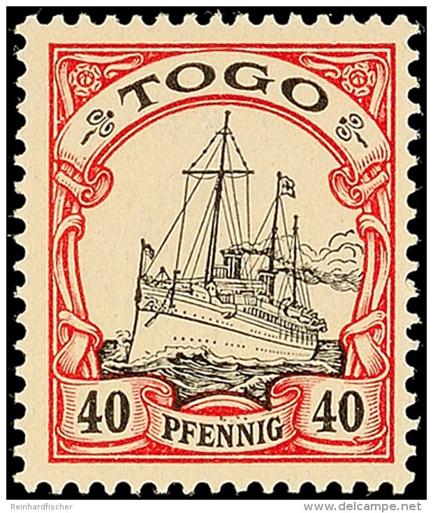 40 Pfg Kaiseryacht, Plattenfehler I, Tadellos Ungebraucht, Mi. 120.-, Katalog: 13I *40 Pfg Imperial Yacht,... - Togo