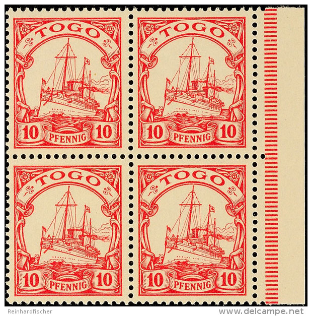 10 Pf. Im Postfrischen Rand-Viererblock, Mi. 240.-, Katalog: 9(4) **10 Pf. In The Mint Never Hinged Blocks Of... - Togo