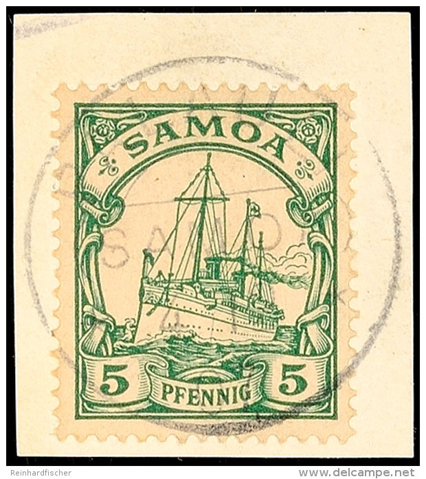 PALAULI 4/12 07, Ideal Zentrisch Auf Briefst&uuml;ck 5 Pf. Kaiseryacht, Katalog: 8 BSPALAULI 4 / 12 07, Perfect... - Samoa