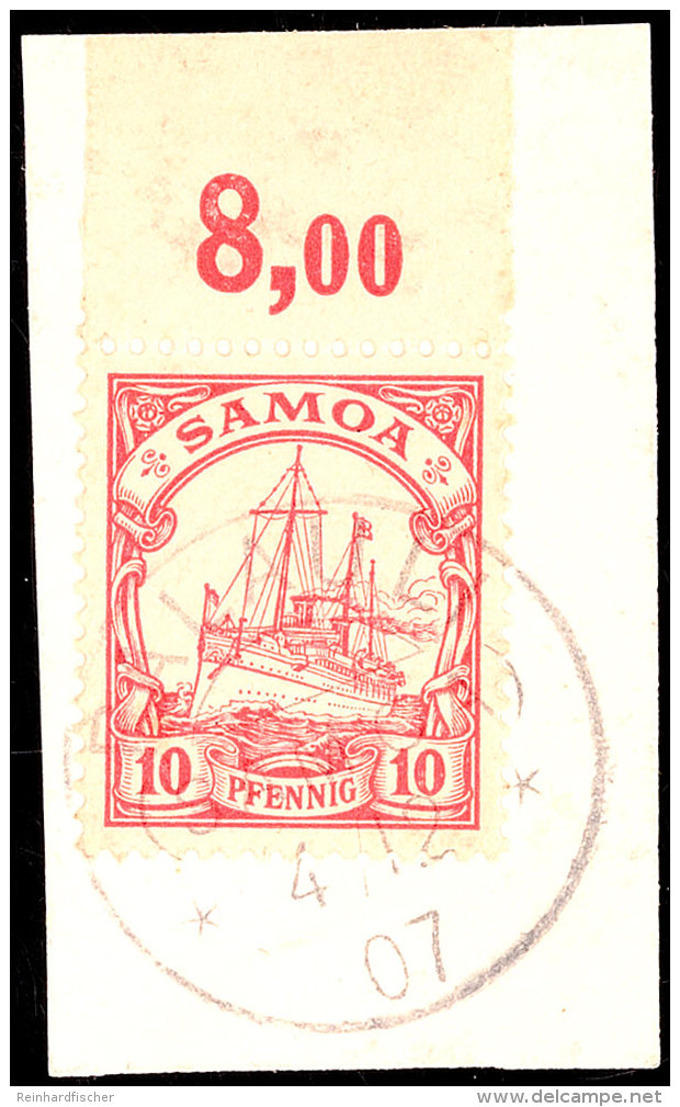 PALAULI 4 12 07 Klar Auf Briefst&uuml;ck 10 Pf. Kaiseryacht Oberrandst&uuml;ck, Katalog: 9 BSPALAULI 4 12 07... - Samoa