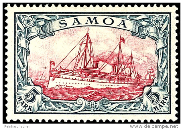 5 Mark Kaiseryacht Tadellos Ungebraucht Mit Originalgummi Und Falzresten, Mi. 200,--, Katalog: 19 *5 Mark... - Samoa