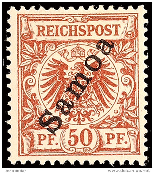 50 Pfg Krone/Adler Mit Schr&auml;gem Bdr.-Aufdruck "Samoa", Tadellos Ungebraucht, Mi. 45.-, Katalog: 6 *50 Pfg... - Samoa