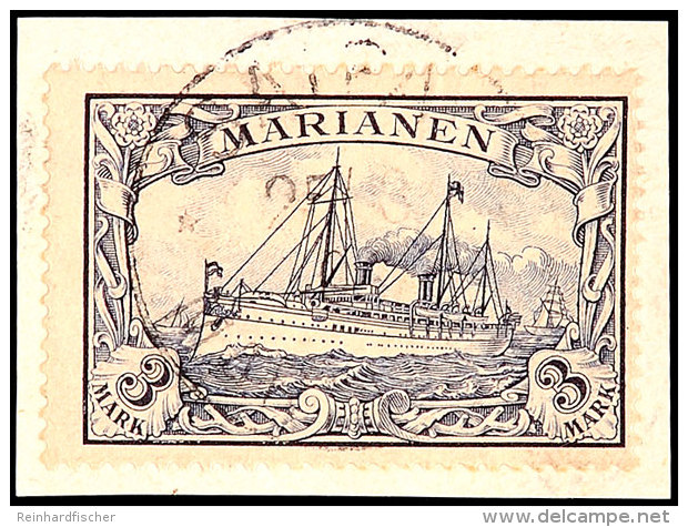 3 Mark Kaiseryacht Auf Kleinem N, Gepr. Fischer, Mi. 160.-, Katalog: 18 BS3 Mark Imperial Yacht On... - Islas Maríanas