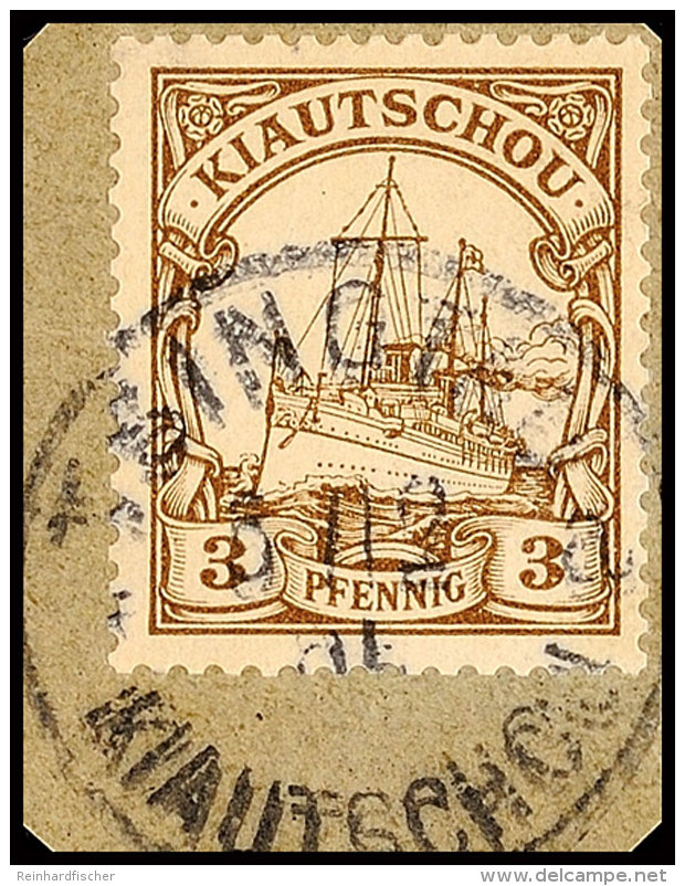 TSINGTAU A 5/12 05, Arge Type 10 A, Klar Auf Briefst&uuml;ck 3 Pf. Kaiseryacht, Katalog: 5 BSTSINGTAU A 5 / 12... - Kiautchou