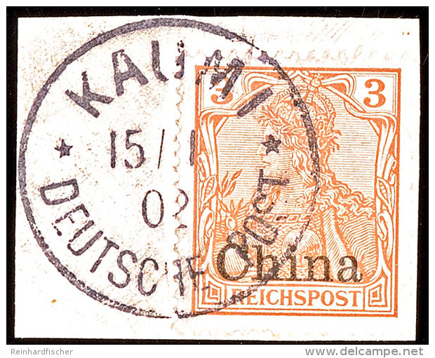 KAUMI 15 1 02 Klar Auf Briefsst&uuml;ck China 3 Pf. Reichspost, Katalog: DPC15 BSKAUMI 15 1 02 Clear On Piece... - Kiautchou