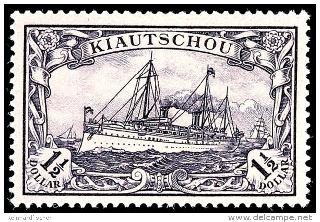 1 1/2 Dollar Kaiseryachtohne Wasserzeichen Tadellos Postfrisch, Mi. 3.000.-, Katalog: 26A **1 + Dollar... - Kiautchou