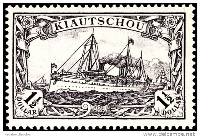 1 1/2 Dollar Kaiseryacht Ohne Wasserzeichen Tadellos Ungebraucht Mit Vollem Originalgummi Und Leichten Falzspuren,... - Kiautchou