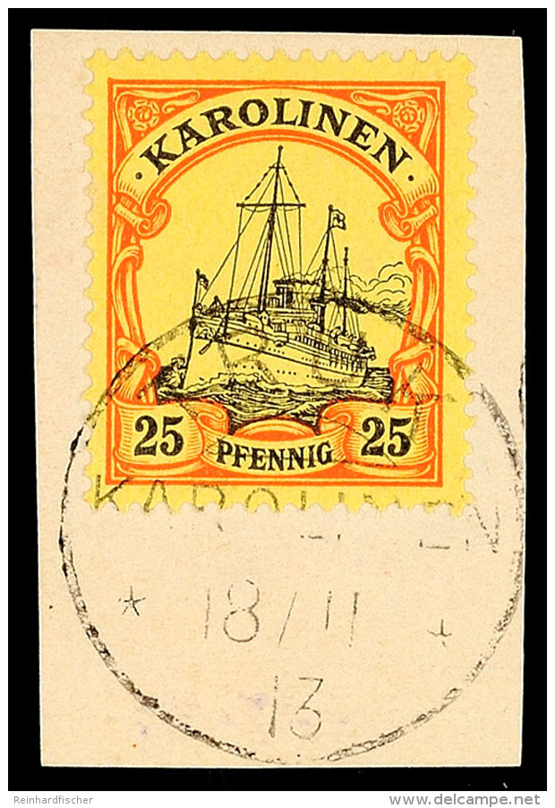 TRUK 18/11 13, Klar Auf Briefst&uuml;ck 25 Pf. Kaiseryacht, Katalog: 11 BSTRUK 18 / 11 13, Clear On Piece 25... - Islas Carolinas