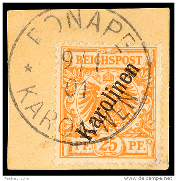 25 Pf. Steilaufdruck Tadellos Auf Briefst&uuml;ck, Mi. 70.-, Katalog: 5II BS25 Pf. Steep Overprint In Perfect... - Islas Carolinas