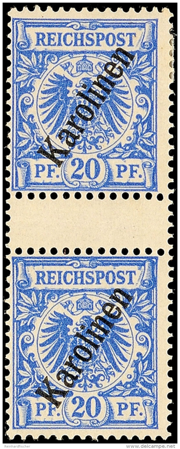 20 Pf. Steilaufdruck Zwischenstegpaar Tadellos Ungebraucht, Mi. 90.-, Katalog: 4II *20 Pf. Steep Overprint... - Islas Carolinas