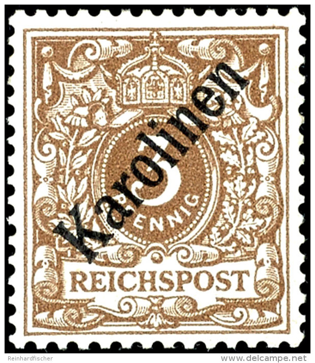 3 Pf Diagonalaufdruck Tadellos Postfrisch, Doppelt Tiefst Gepr. Pfenninger, Mi. 1900,--, Katalog: 1I **3 Pf... - Islas Carolinas