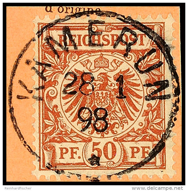 50 Pf Tadellos Auf Paketkartenabschnitt, Zentrisch Gestempelt KAMERUN 28/1 98, Mi. 65.-, Katalog: V50d BS50 Pf... - Camerún