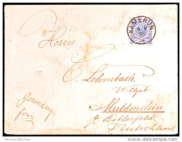 20 Pf. Krone/Adler Violettultramarin, Klarer Zentrischer K1 KAMERUN 4 9 95, Auf Brief (leichte Alterungsspuren)... - Camerún