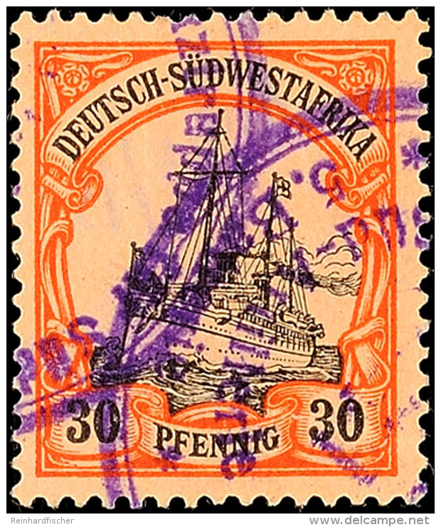 Soldatenbrief-Stempel Violett Auf 30 Pf. Kaiseryacht, Katalog: 16 OSoldier Letter Postmark Violet On 30 Pf.... - África Del Sudoeste Alemana