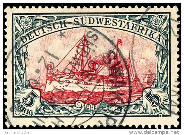 5 Mark Mit Wasserzeichen Sauber Gestempelt SWAKOPMUND 12.6.13, Ein Stumpfer Zahn Oben, Mi. 370,--, Katalog: 32Aa... - África Del Sudoeste Alemana