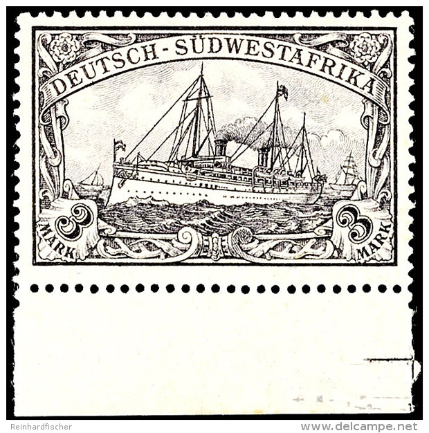 3 Mark Kaiseryacht In B-Farbe Tadellos Postfrisch, Gepr. R.F. Steuer BPP, Mi. 300.-, Katalog: 31Bb **3 Mark... - África Del Sudoeste Alemana