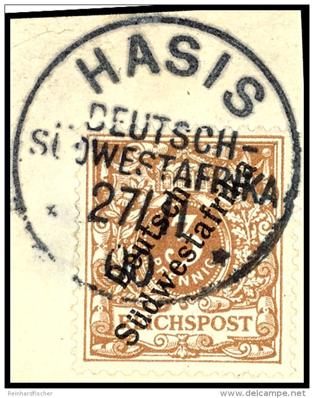 1898, 3 Pf. In Der Guten Farbe "lebhaftbraunocker", Tadellos Gest. HASIS 27/II/00 Auf Briefst&uuml;ck, Gepr. Bothe... - África Del Sudoeste Alemana