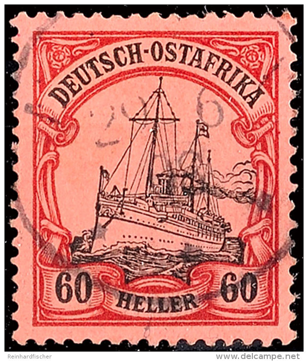 60 H. Kaiseryacht Ohne Wasserzeichen, Gestempeltes Prachtst&uuml;ck, Signiert, Mi 120.-, Katalog: 29 O60 H.... - África Oriental Alemana