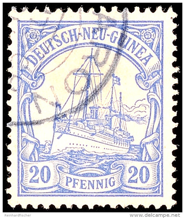 (M)ARON, Teilstempel Auf 20 Pf. Kaiseryacht, Katalog: 10 O(M) ARON, Part Of Cancellation On 20 Pf. Imperial... - Nueva Guinea Alemana