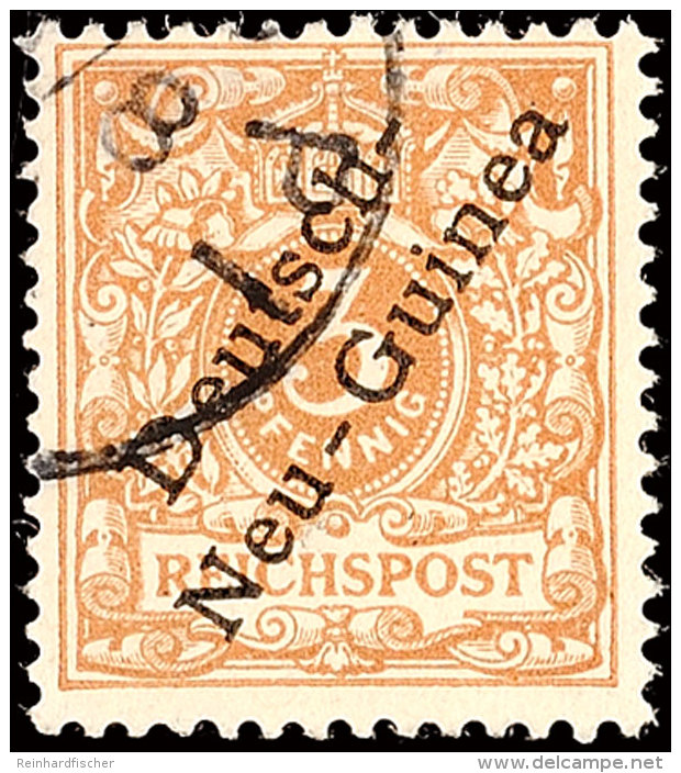 3 Pfg. Hellockerbraun Mit Aufdruck, Gestempeltes Prachtst&uuml;ck Mit Altsignatur, Katalog: 1b O3 Pfg. Pale... - Nueva Guinea Alemana