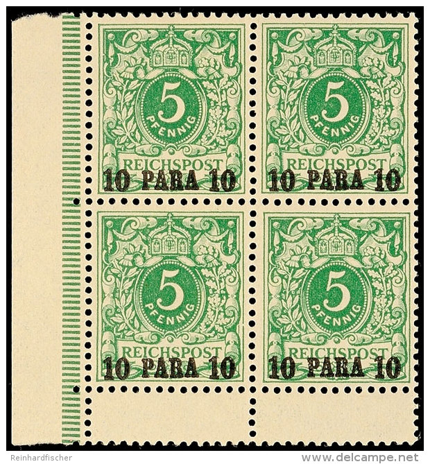 10 Para Auf 5 Pf ** Viererblock Vom Linken Rand Mit Unten Anh&auml;ngendem Zwischensteg, Mi. 120.-, Katalog: 6c(4)... - Turquia (oficinas)