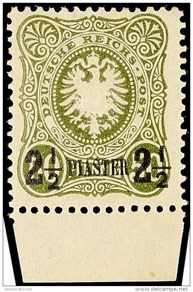 2 1/2 Pia. Auf 50 Pfg, B-Farbe, Unterrandst&uuml;ck, Tadellos Ungebraucht, U. A. Gepr. Steuer BPP, Mi. 130.-,... - Turquia (oficinas)