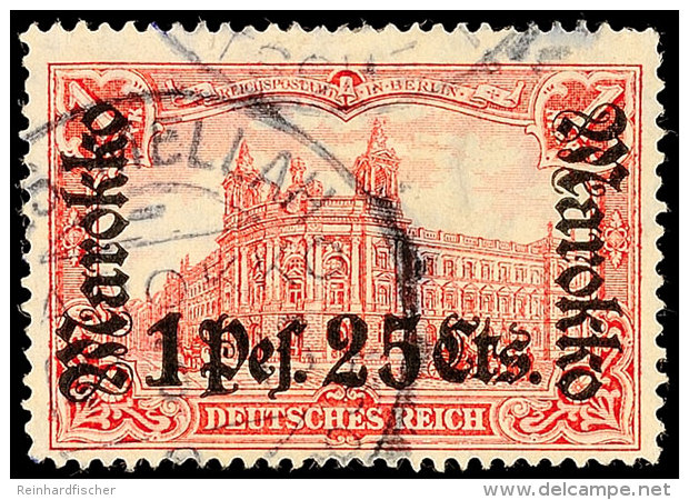 FES-MELLAH KK A 1?.3.13 Auf 1 Pes.25 Cts Auf 1 Mark (1/2 Z&auml;hne), Gepr. Bothe BPP, Katalog: 55IA... - Marruecos (oficinas)