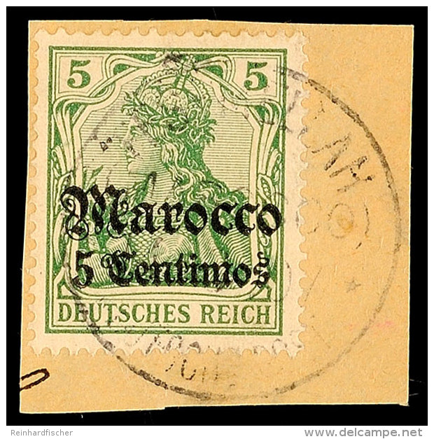 FES-MELLAH (CC), Auf Briefst&uuml;ck 5 C. Auf  5 Pf. Germania, Katalog: 22 BSFES-MELLAH (CC), On Piece 5 C. On... - Marruecos (oficinas)