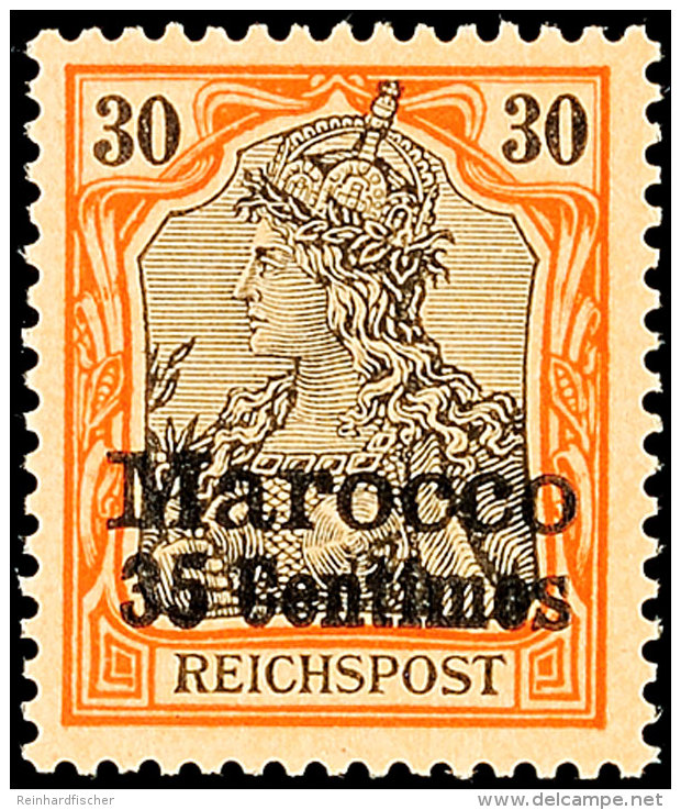 35 C. Fetter Aufdruck, Amtlich Nicht Ausgegeben, Auf 30 Pf., Tadellos Postfrisch, Gepr. Georg B&uuml;hler, Mi.... - Marruecos (oficinas)