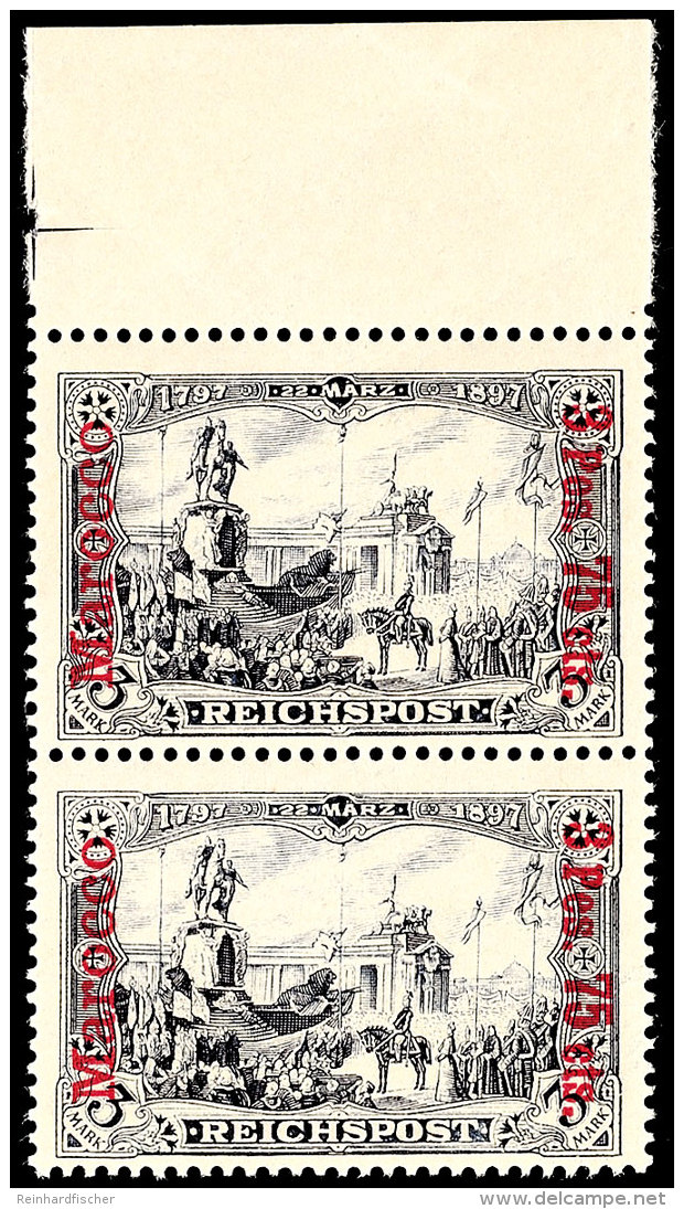 3.75 Pes. Auf 3 Mark Senkrechtes Typenpaar Vom Oberrand Tadellos Postfrisch, Gepr. Steuer, Mi. 780.-, Katalog:... - Marruecos (oficinas)