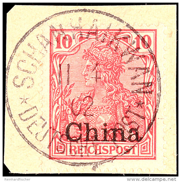 SCHANHAIKWAN 11 4 02 Zentrisch Auf 10 Pf. Reichspost Auf Briefst&uuml;ck, Katalog: 17 BSSCHANHAIKWAN 11 4 02... - China (oficinas)