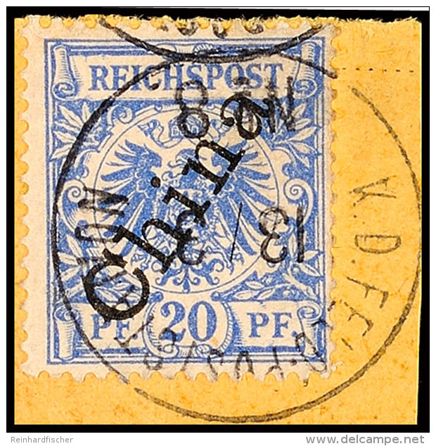 K.D.FELDPOSTSTATION No.8 13/3, Klar Und Zentrisch Auf Paketkartenausschnitt 20 Pf. Krone/Adler Diagonaler Aufdruck,... - China (oficinas)