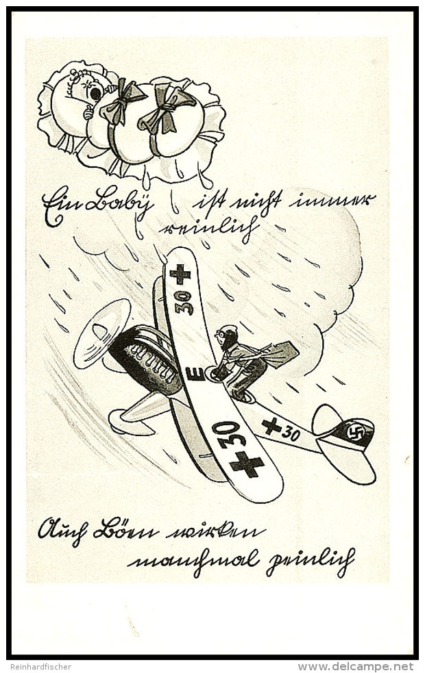 1941, S/w Jux-Karte Mit Abb. Flugzeug Mit Hakenkreuz/Pilot Will Baby Retten, Per Feldpost Aus M&uuml;nchen Nach... - Otros & Sin Clasificación