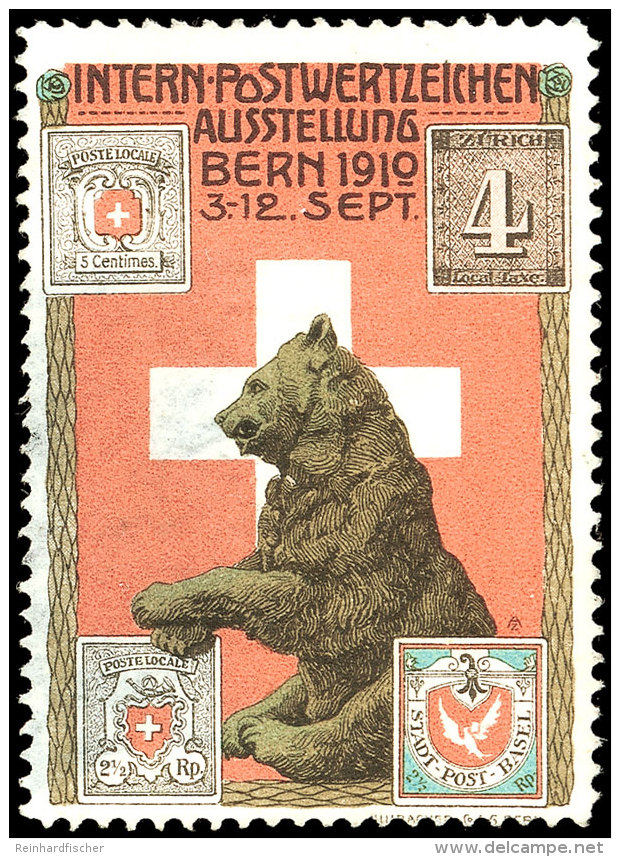 1910 Bern, Intern.-Postwertzeichen Ausstellung 3.-12. Sep. (B&auml;r Mit U.a. Basler Taube Und Z&uuml;rich),... - Otros & Sin Clasificación