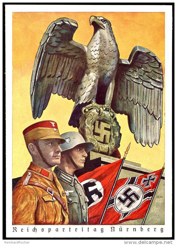 1939 Reichsparteitag Mit "Abbildung SA Und SS Mann Vor Zwei Hakenkreuzfahnen Und Adler", Der Geplante... - Otros & Sin Clasificación