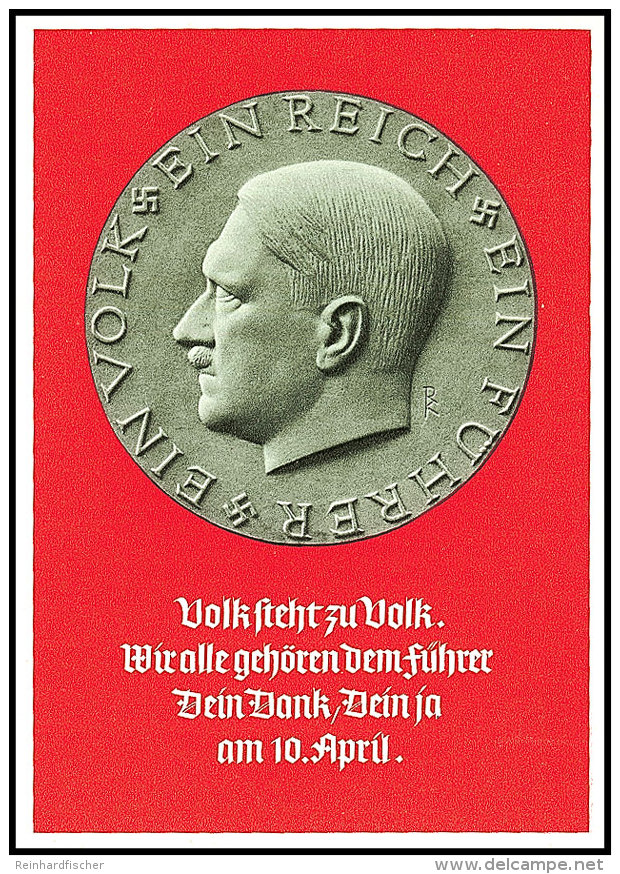 ADOLF HITLER, 1938, Ein Volk, Ein Reich, Ein F&uuml;hrer, Color-Karte, R&uuml;cks. SST Wien, Blanko, Tadellos ... - Otros & Sin Clasificación
