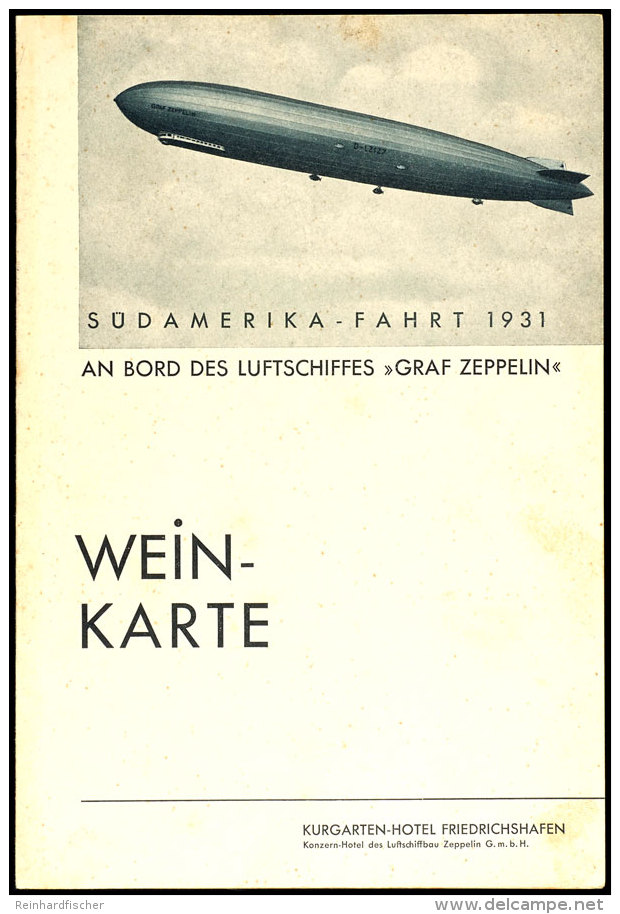 Weinkarte Zur S&uuml;damerikafahrt 1931, Vorderseitig Einige Kleine Fleckchen, Selten  Wine Card To The South... - Otros & Sin Clasificación