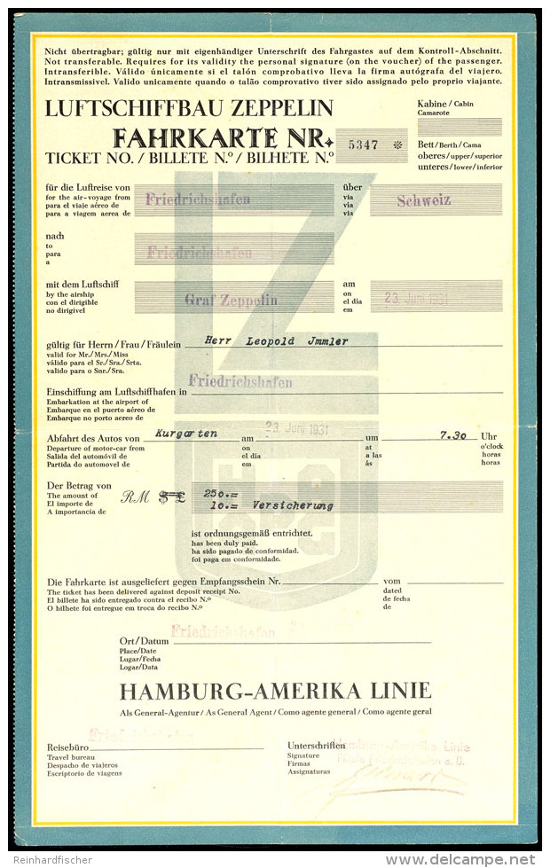 Original-Fahrkarte F&uuml;r Die Kurzfahrt In Die Schweiz Am 23.6.1931 (gefaltet) In Tadelloser Erhaltung, Sehr... - Otros & Sin Clasificación