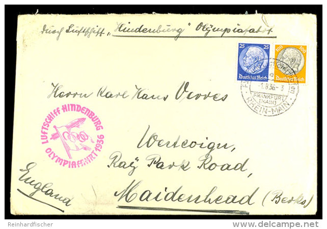 1936, Olympia-Fahrt, Brief Mit Normaler Frankatur Ab Frankfurt Main Nach England Adressiert, Kuvert Mit Kleinen... - Otros & Sin Clasificación