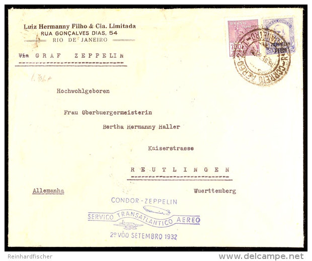 1932, 6. SAF, Brasilianische Post, Bedarfsbrief (1 Marke Ecke Besch.) Mit Kpl. Inhalt, Katalog: Si.178 BF1932,... - Otros & Sin Clasificación