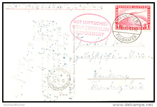1931, Fahrt Nach Hannover, R&uuml;ckfahrtkarte Hannover-Friedrichshafen Mit Zeppelinmarke 1 RM, Katalog: Si.111Ba... - Otros & Sin Clasificación