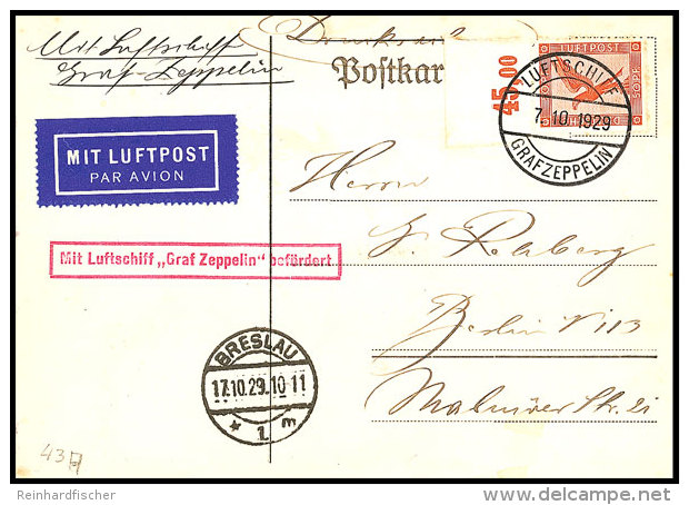 Schlesienfahrt, Bordpost Mit Stempelirrtum 7.10. Und Ak.-Stempel Breslau, Karte Mit Einzelfrankatur 50 Pfg Adler... - Otros & Sin Clasificación