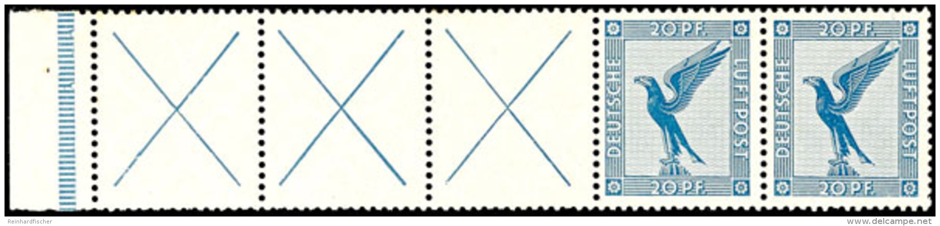 RL+X+X+X+20+20 Pf., Flug 1930, Waager. Zusammendruck Postfrisch, Mi. 200,-, Katalog: RL15.2 **RL X X X 20 20... - Otros & Sin Clasificación